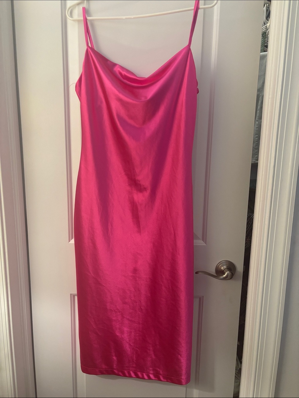 Xxxiticat Hot Pink Satin Slip Dress
